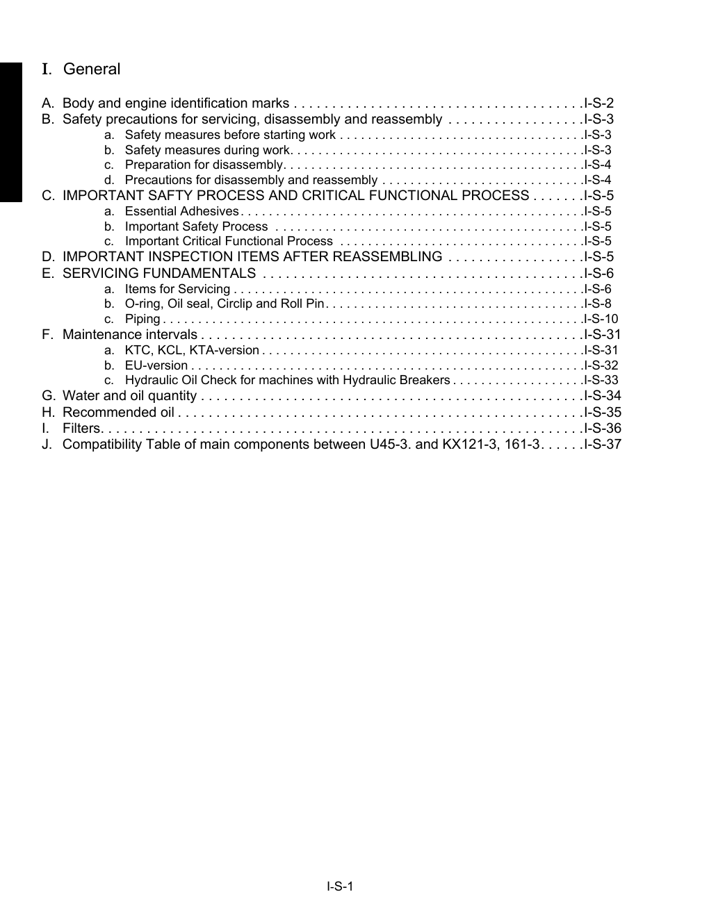 Preview page 6 of Kubota KX121-3 KX161-3 Excavator workshop Manual