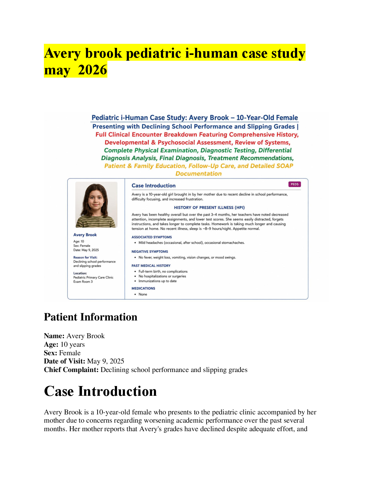 Preview page 1 of Avery brook pediatric i-human case study may  2026