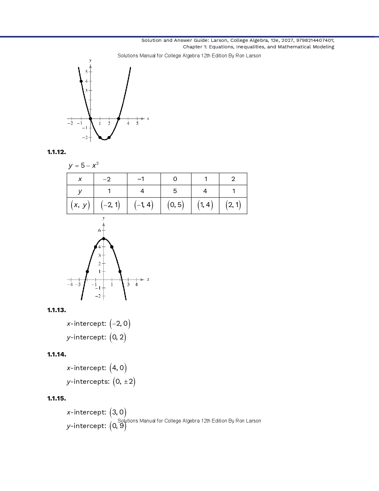 Preview page 7 of Solution Manual For College Algebra 12th Edition By Ron Larson