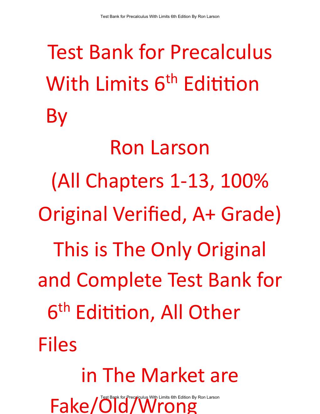 Preview page 2 of Test Bank For Precalculus With Limits 6th Edition By Ron Larson