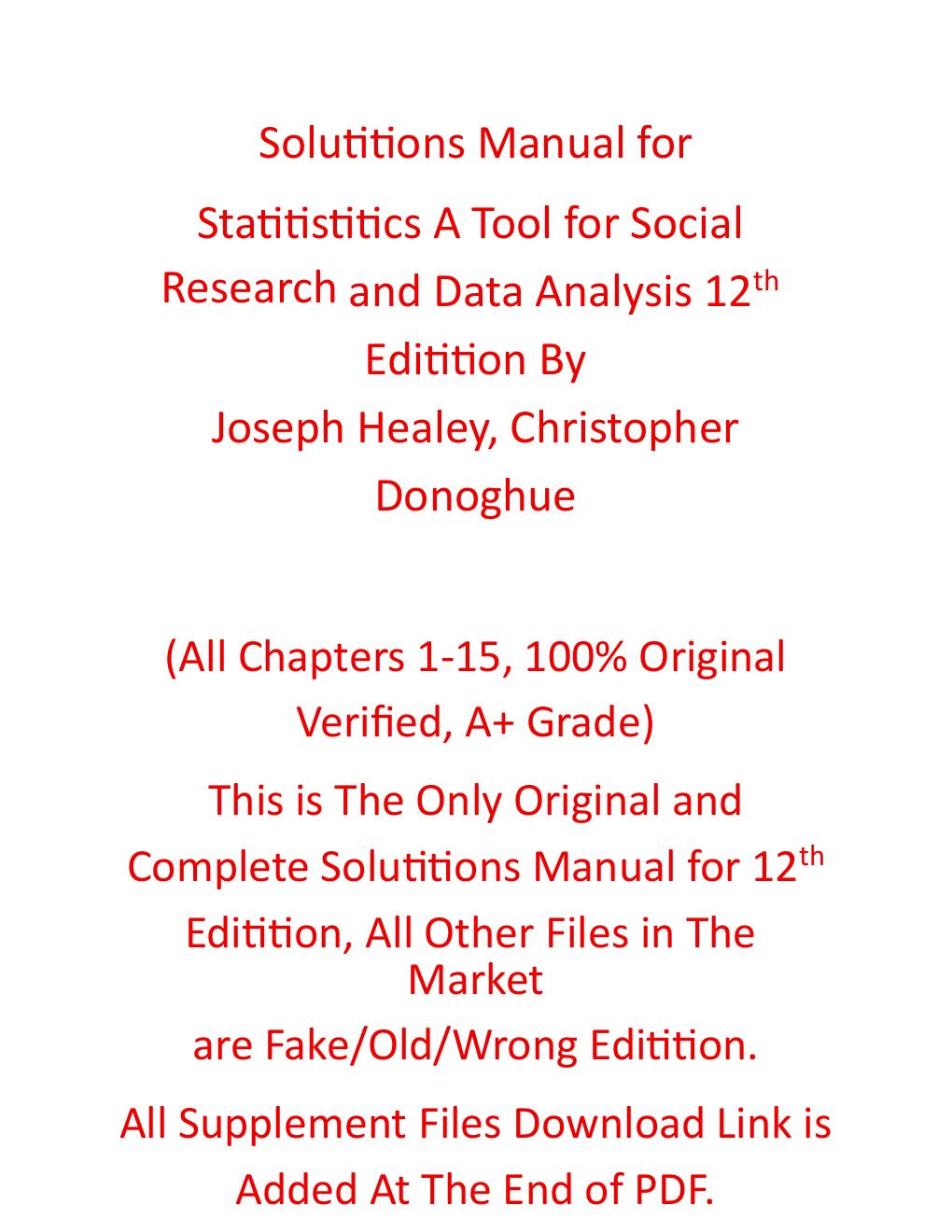 Preview page 2 of Solutions Manual For Statistics A Tool for Social Research and Data Analysis 12th Edition By Joseph Healey, Christopher