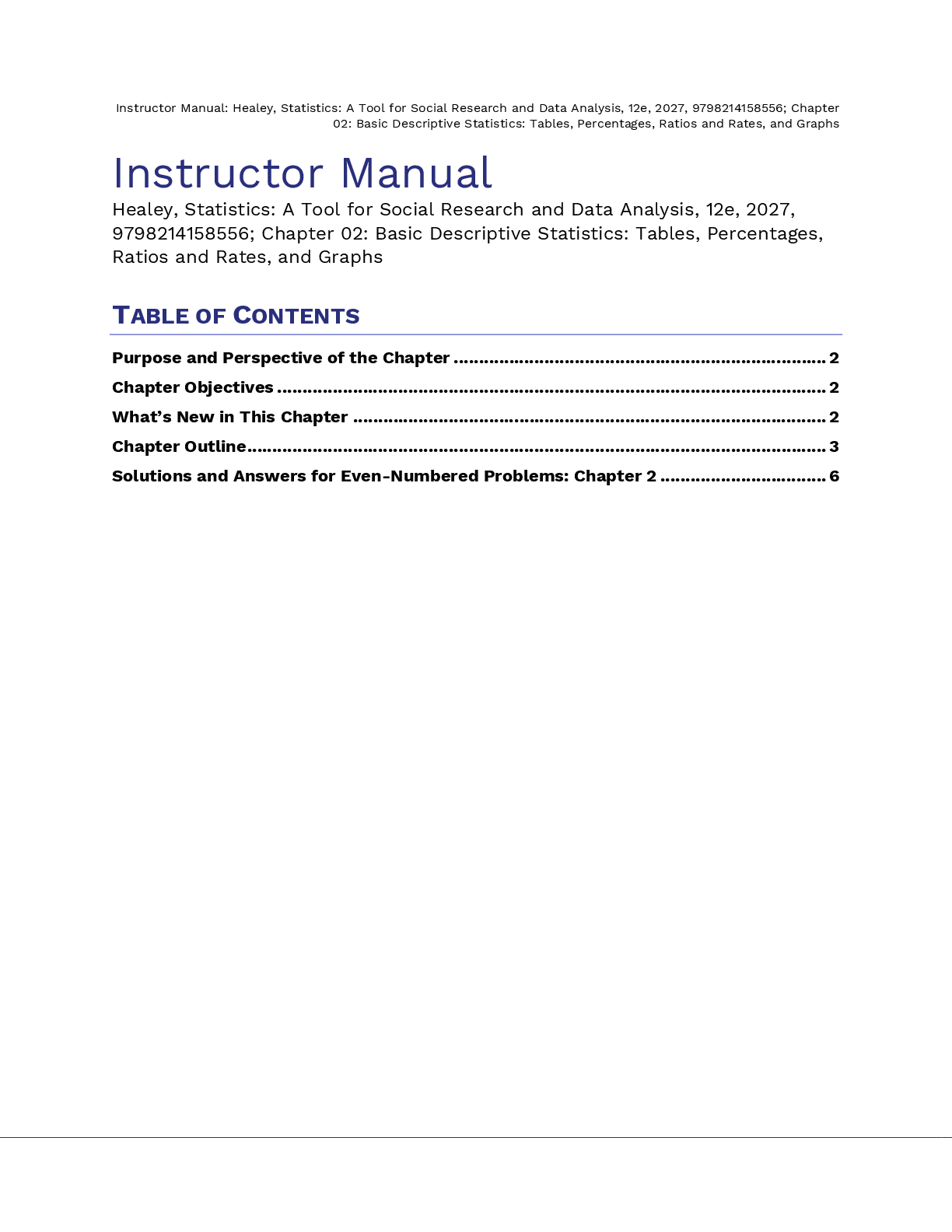 Preview page 6 of Solutions Manual For Statistics A Tool for Social Research and Data Analysis 12th Edition By Joseph Healey, Christopher
