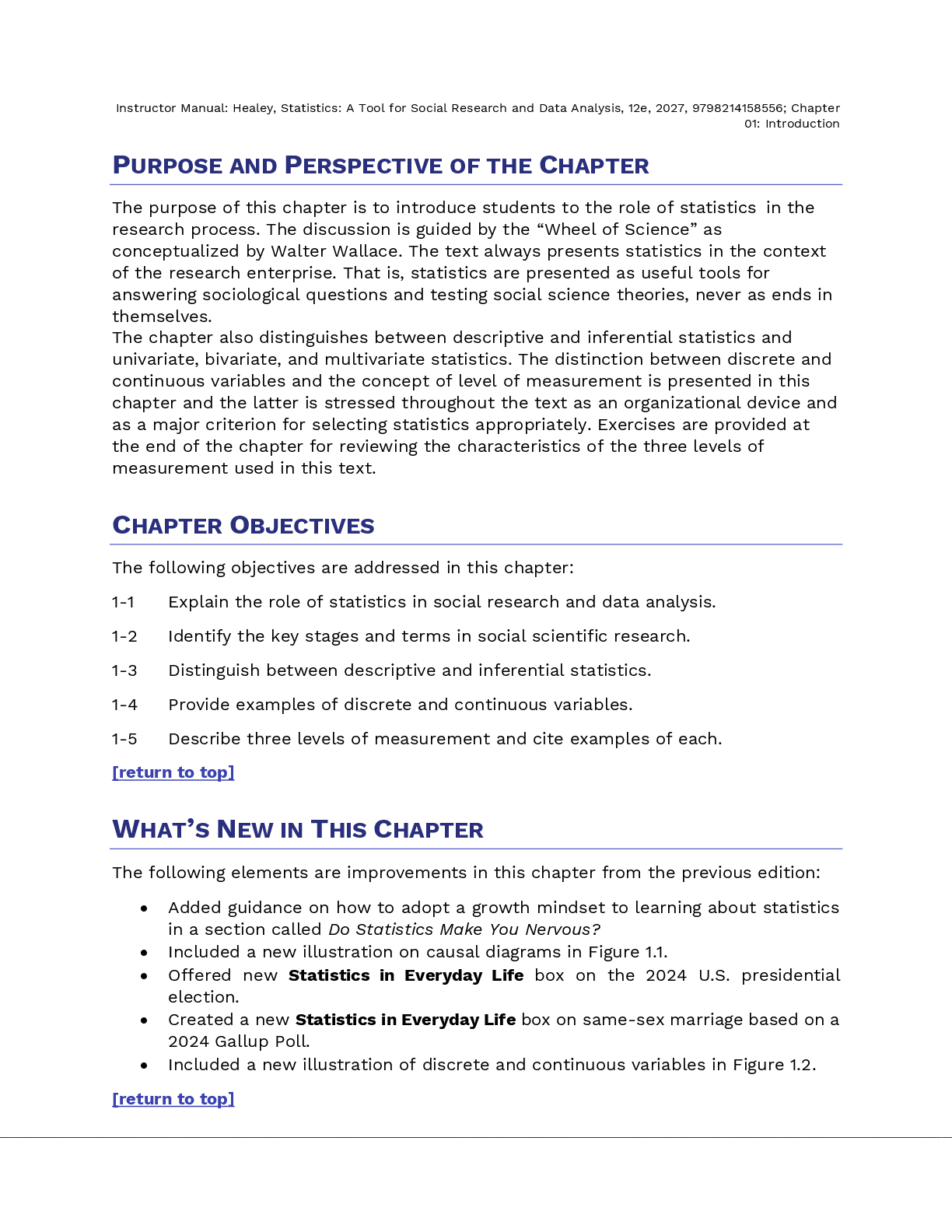 Preview page 2 of Solutions Manual For Statistics A Tool for Social Research and Data Analysis 12th Edition By Joseph Healey, Christopher