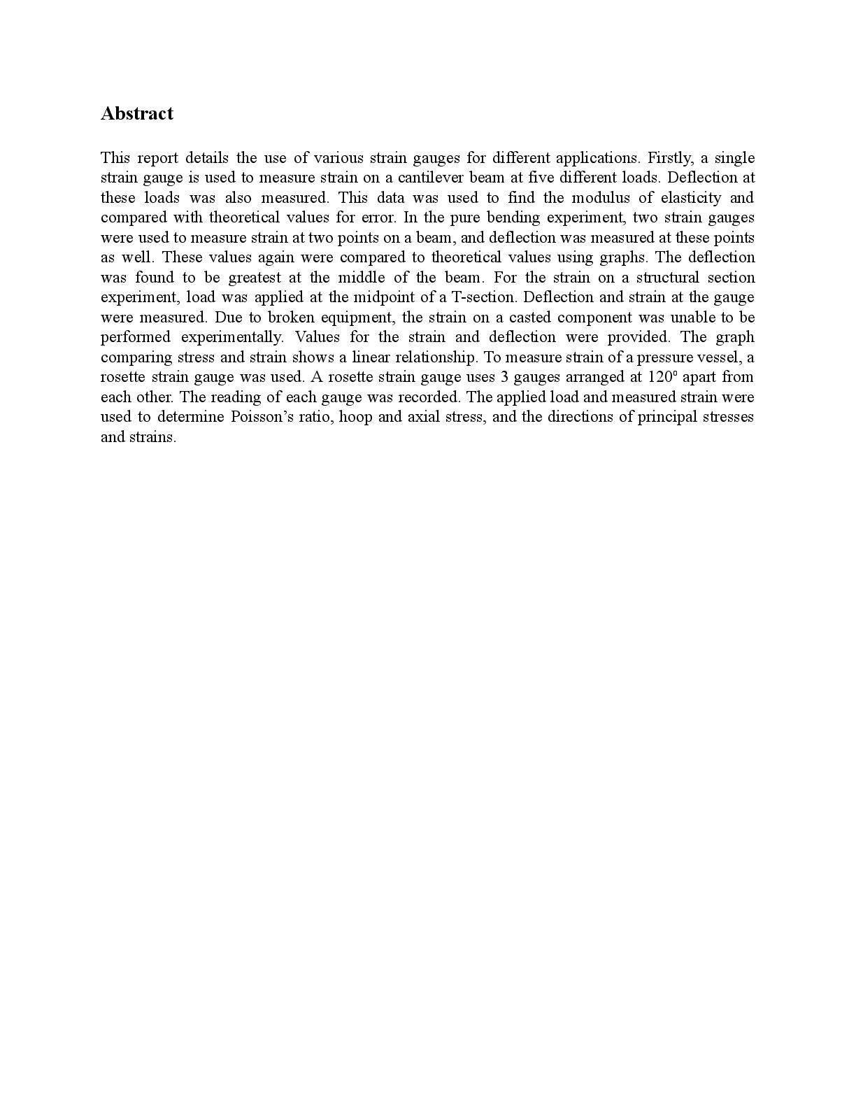 Preview page 1 of MEC 430 Solid Mechanics I strain gauges lab Report