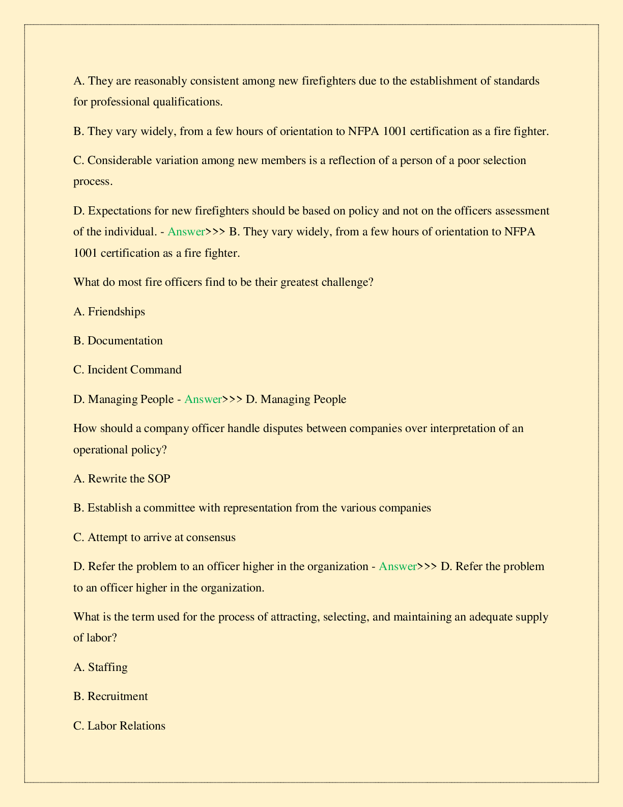 Preview page 2 of FIRE OFFICER 1 PRACTICE EXAM NEWEST 2026 COMPLETE STUDY QUESTIONS WITH CORRECT SOLUTIONS 100% ASSURED PASS TOP RATED