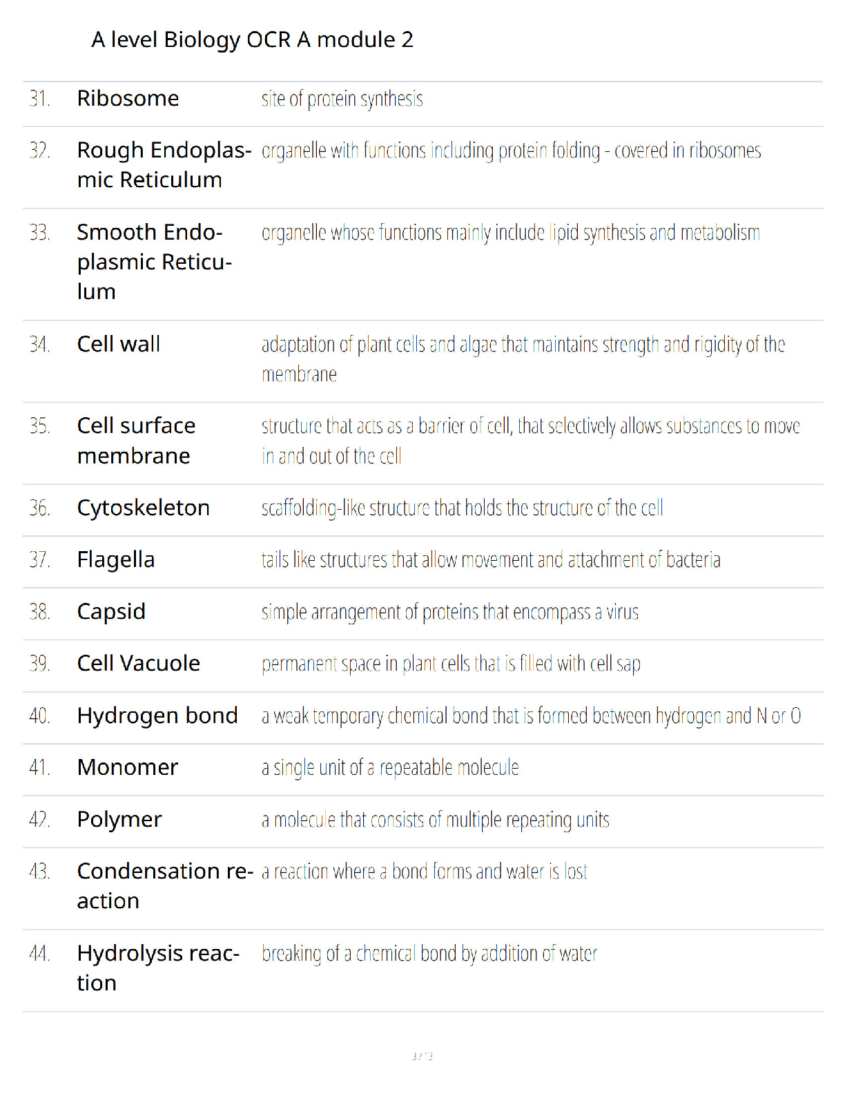 Preview page 3 of A Level Biology OCR A - Module 2 - Foundations in Biology - Ultimate Study Guide - Verified Questions and Answers - A+ G