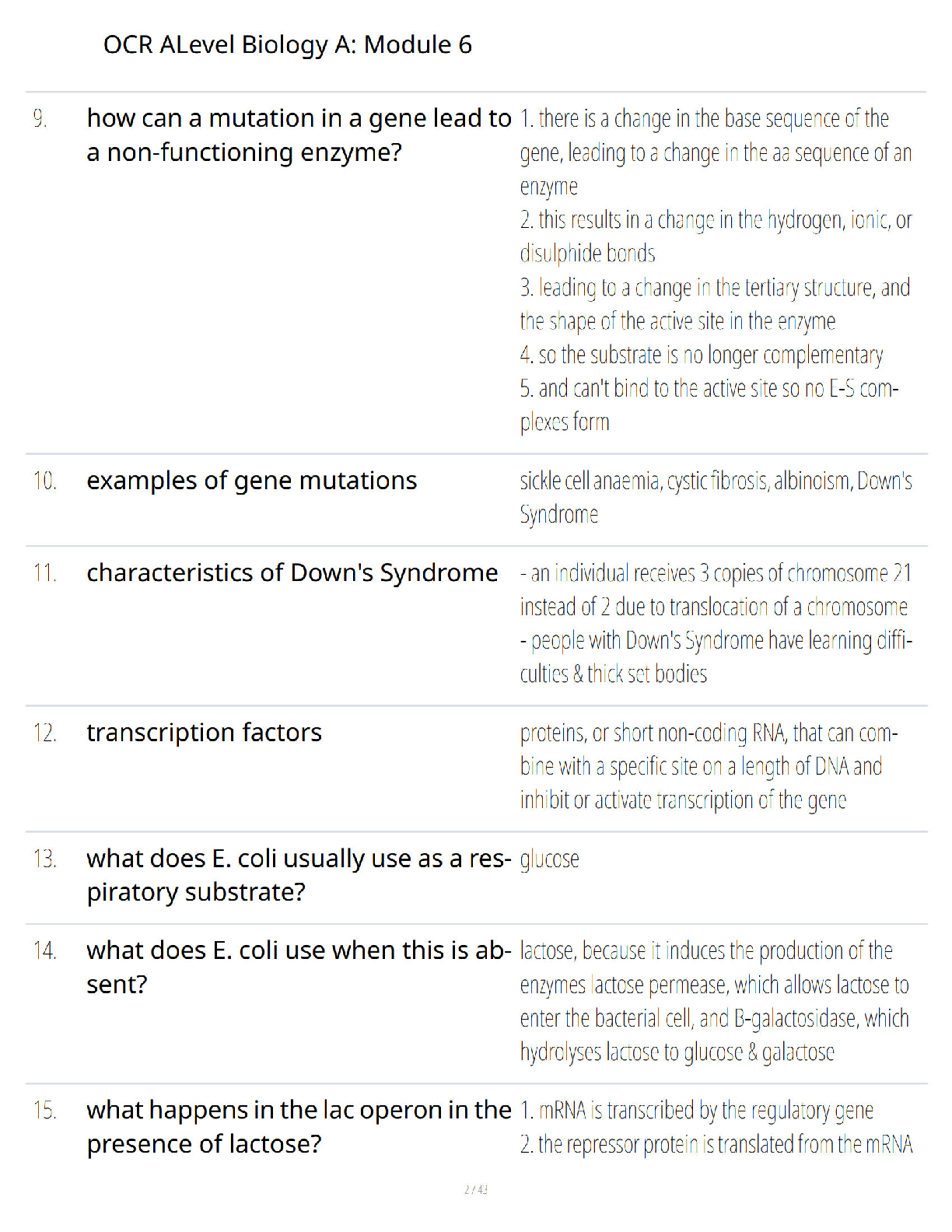 Preview page 2 of OCR A Level Biology A - Module 6 - Genetics - Evolution and Ecosystems - Ultimate Study Guide - Verified Questions and A