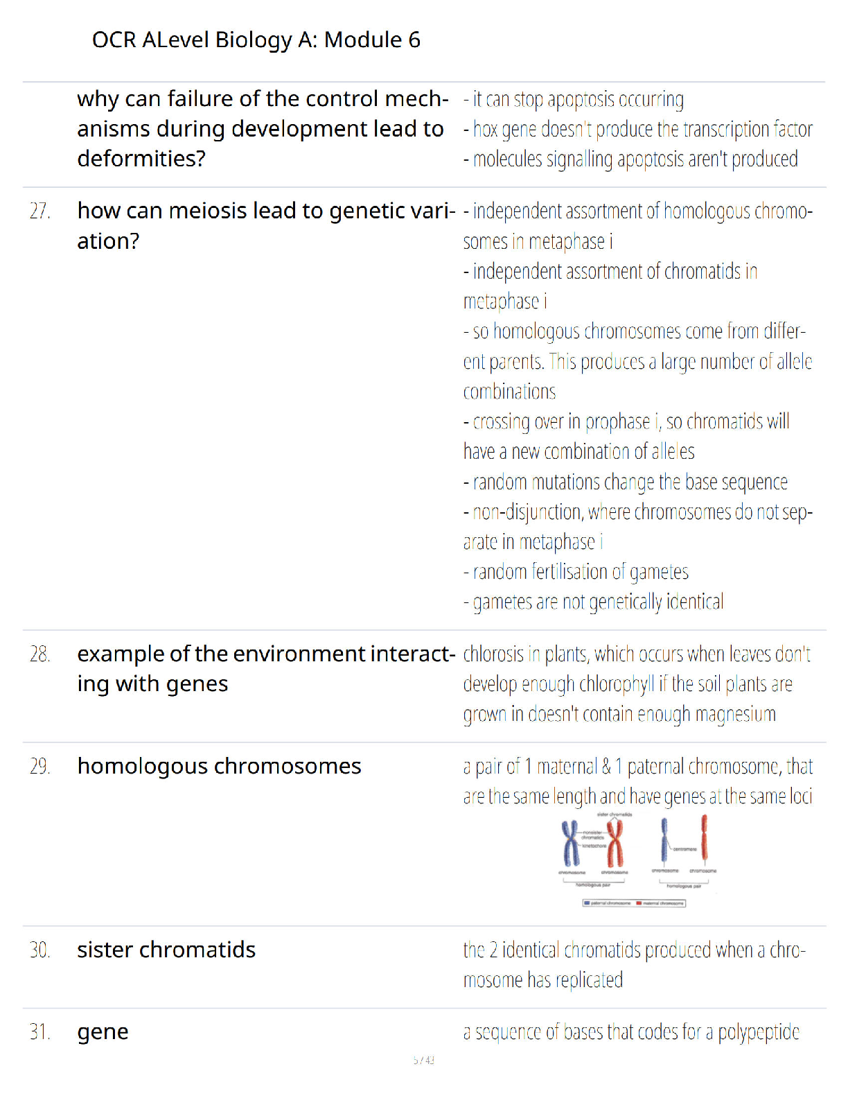 Preview page 5 of OCR A Level Biology A - Module 6 - Genetics - Evolution and Ecosystems - Ultimate Study Guide - Verified Questions and A