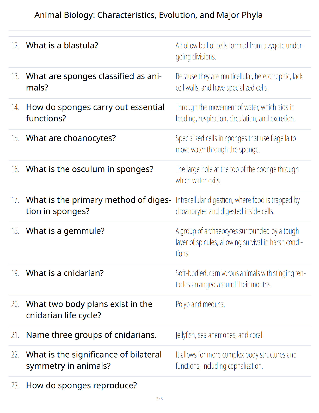 Preview page 2 of Animal Biology - Characteristics - Evolution and Major Phyla - Ultimate Study Guide - Verified Questions and Answers - A