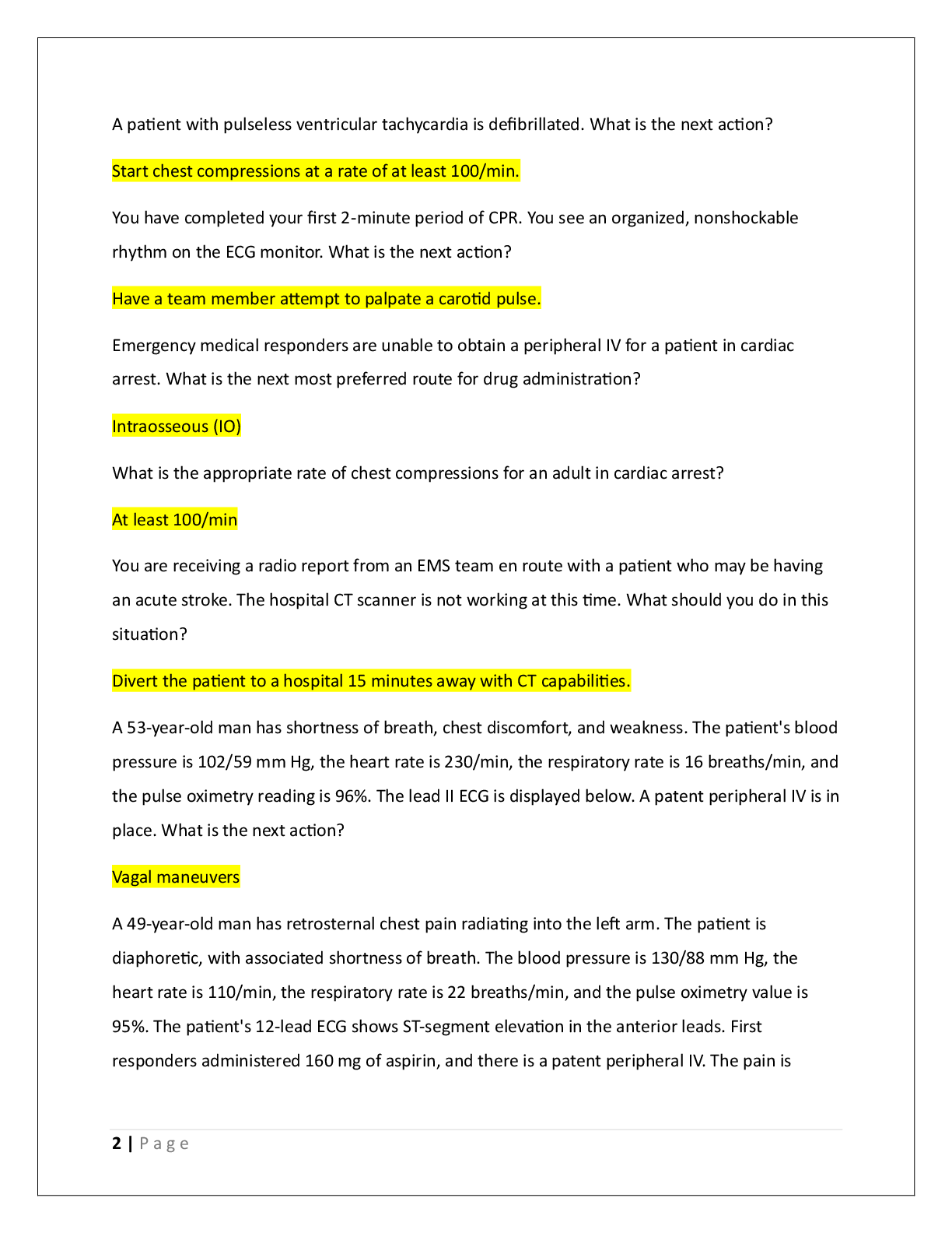 Preview page 2 of AHA ACLS FINAL WRITTEN EXAM 2024/2025