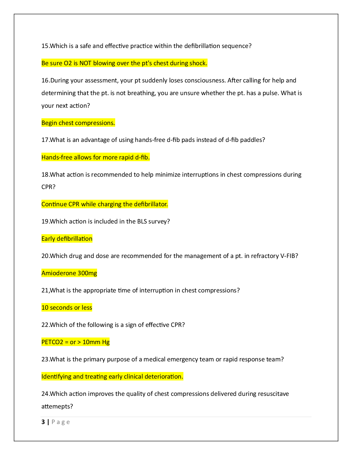 Preview page 3 of AHA ACLS EXAM
