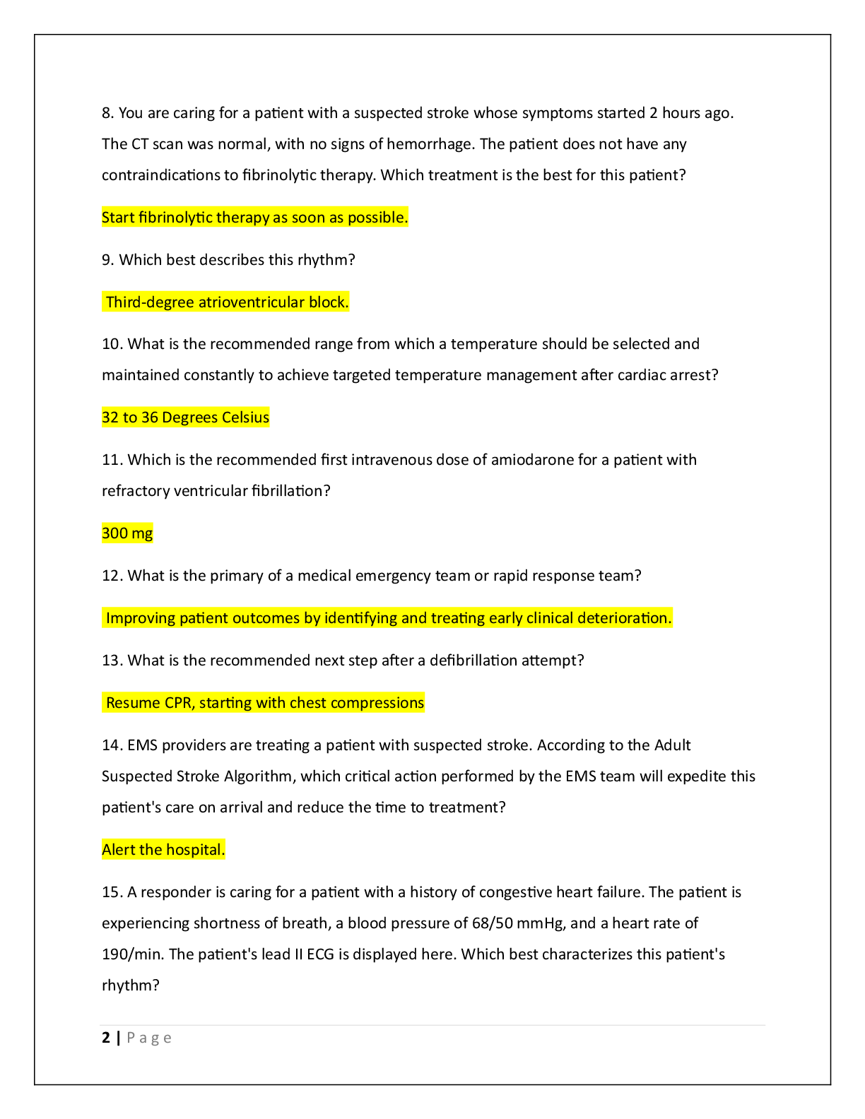Preview page 2 of ACLS FINAL EXAM