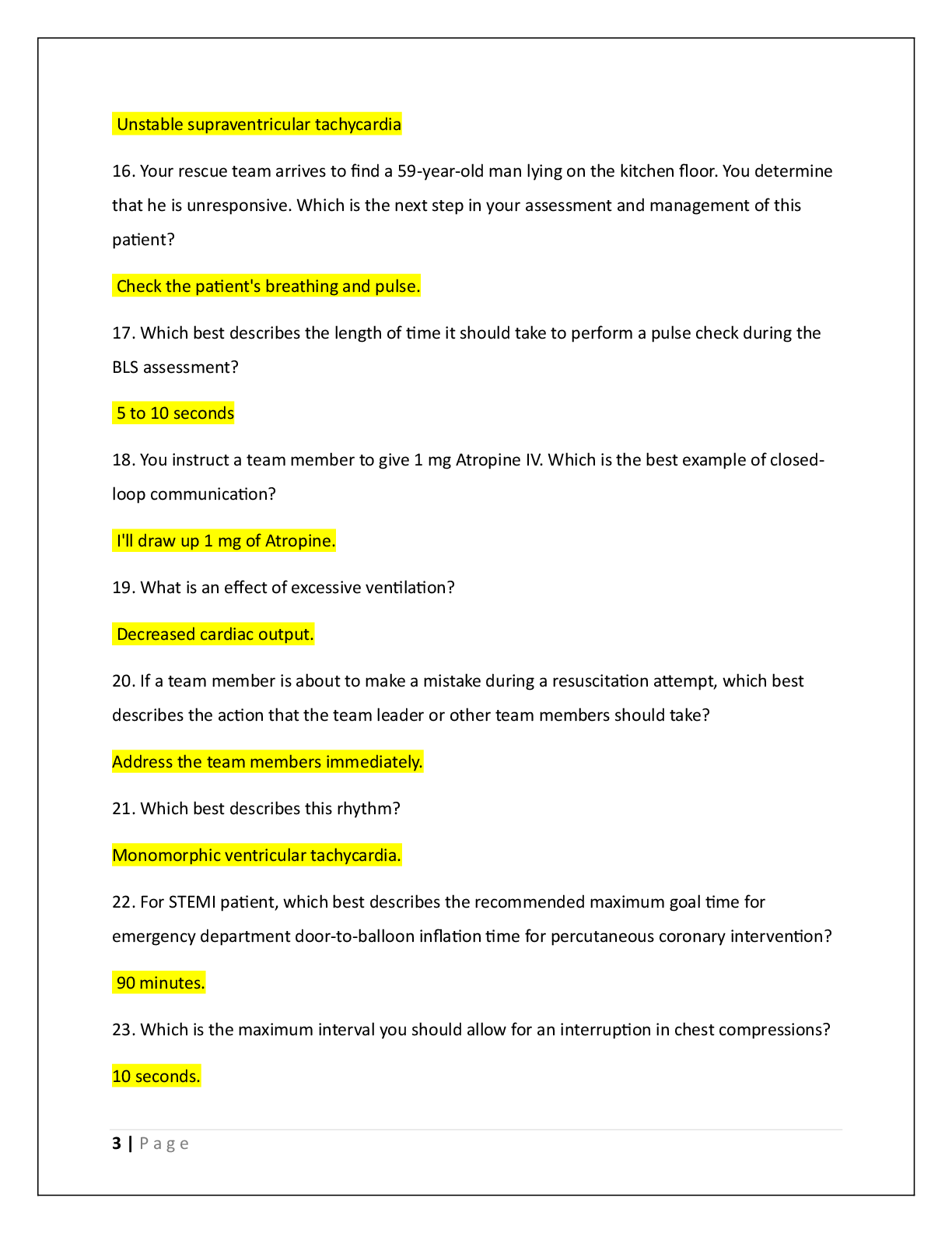 Preview page 3 of ACLS FINAL EXAM