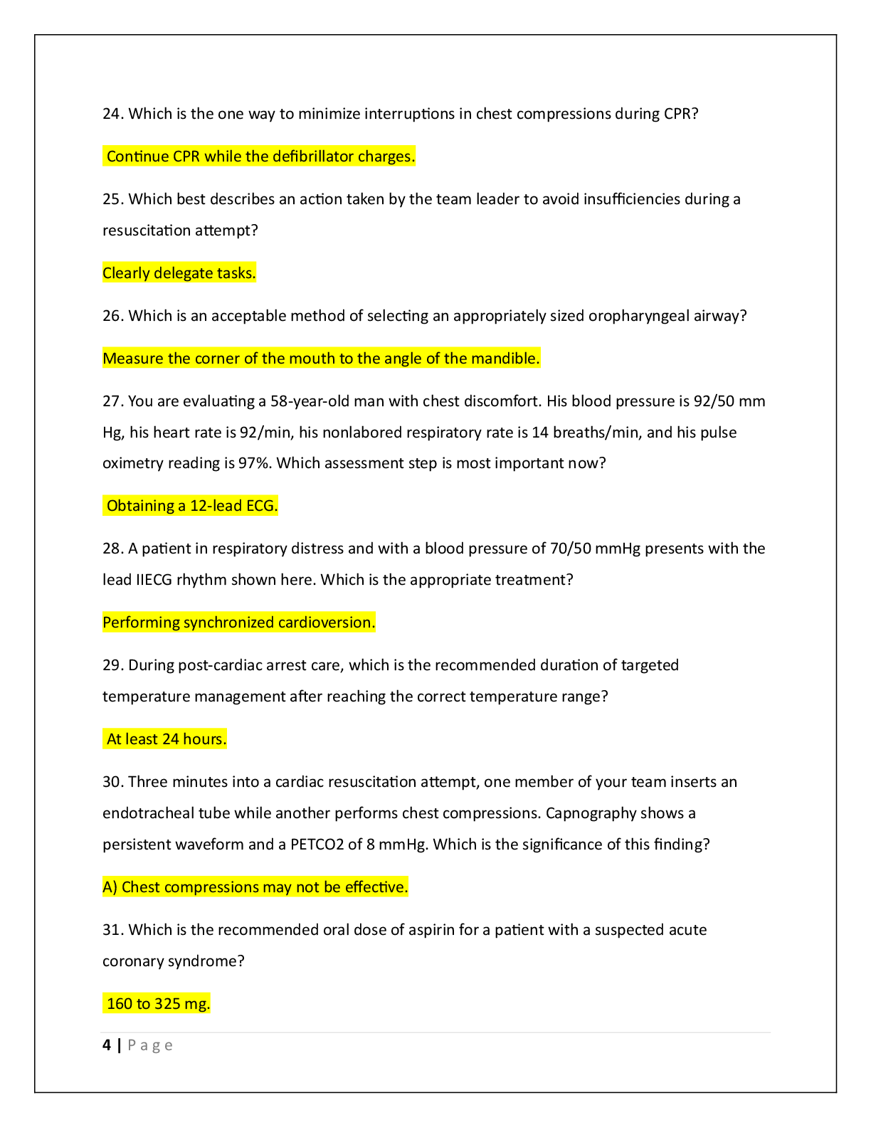 Preview page 4 of ACLS FINAL EXAM