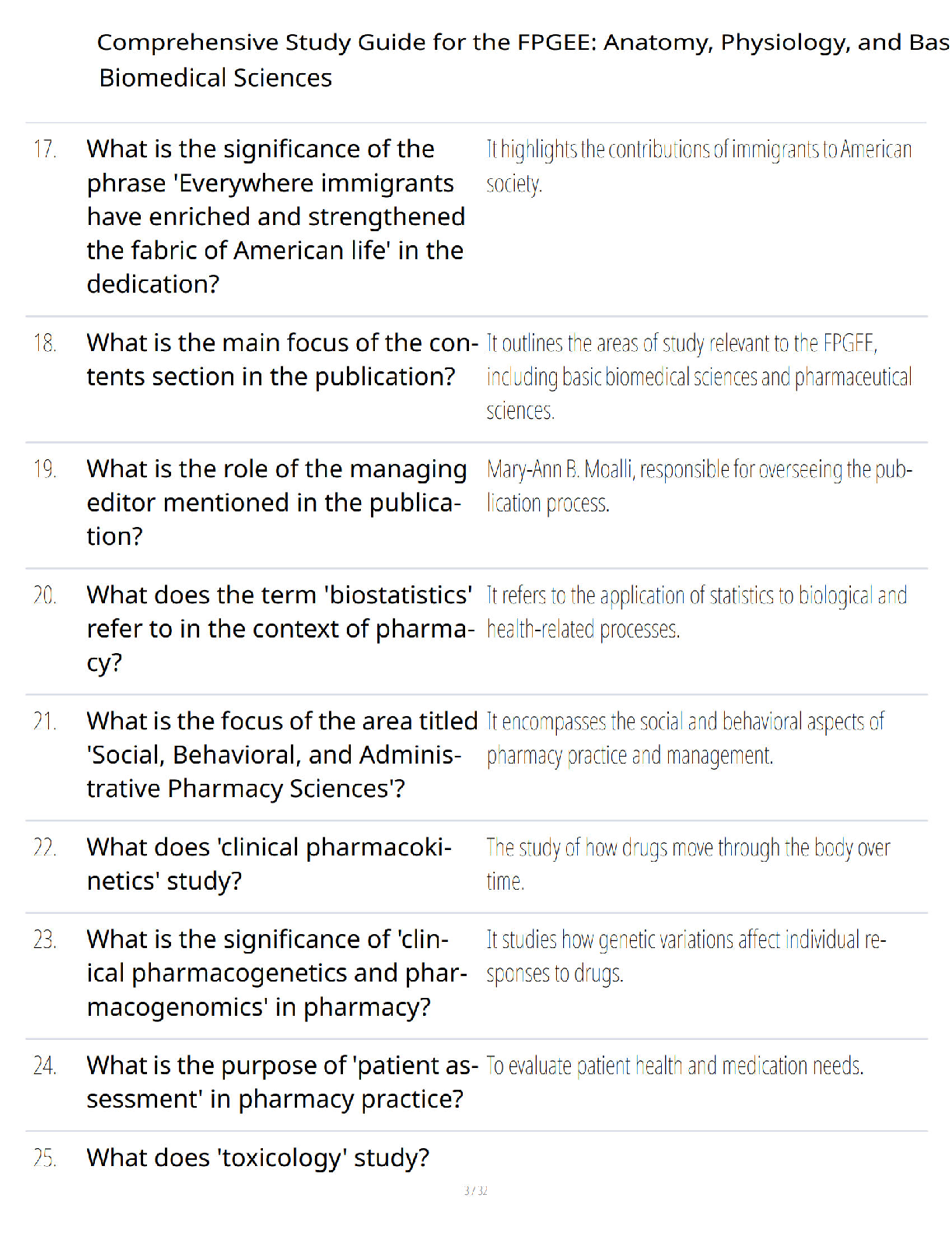 Preview page 3 of Comprehensive Study Guide for the FPGEE - Anatomy, Physiology, and Basic Biomedical Sciences - Guaranteed Success - Veri