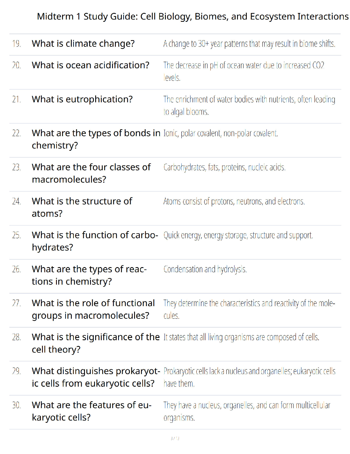 Preview page 3 of Midterm 1 Study Guide - Cell Biology, Biomes, and Ecosystem Interactions - Guaranteed Success - Verified Questions and A