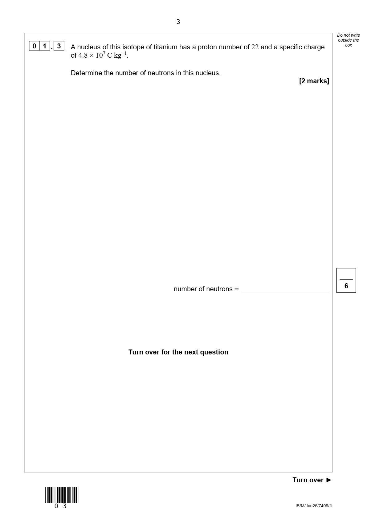 Preview page 3 of AQA A-level PHYSICS Paper 1 7408/1 June 2025 QP