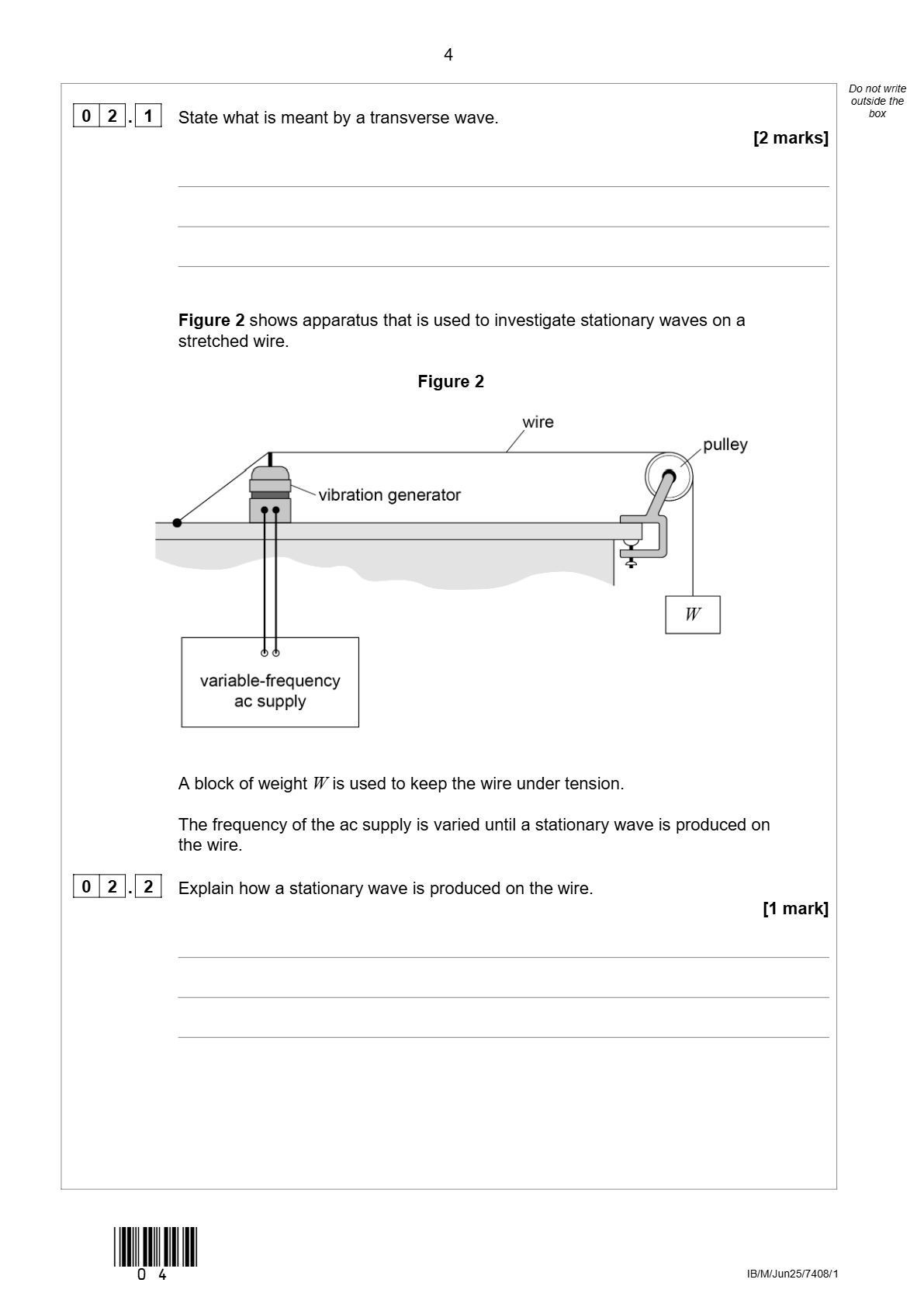 Preview page 4 of AQA A-level PHYSICS Paper 1 7408/1 June 2025 QP