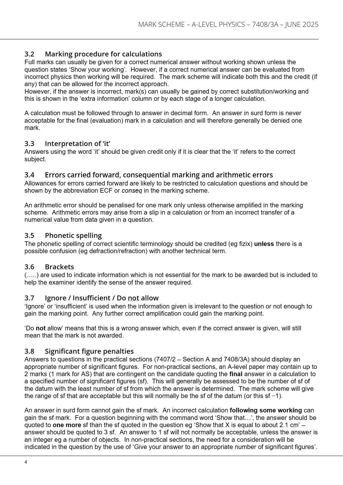 Preview page 3 of AQA A-level PHYSICS 7408/3А Paper 3 Section A Mark scheme June 2025