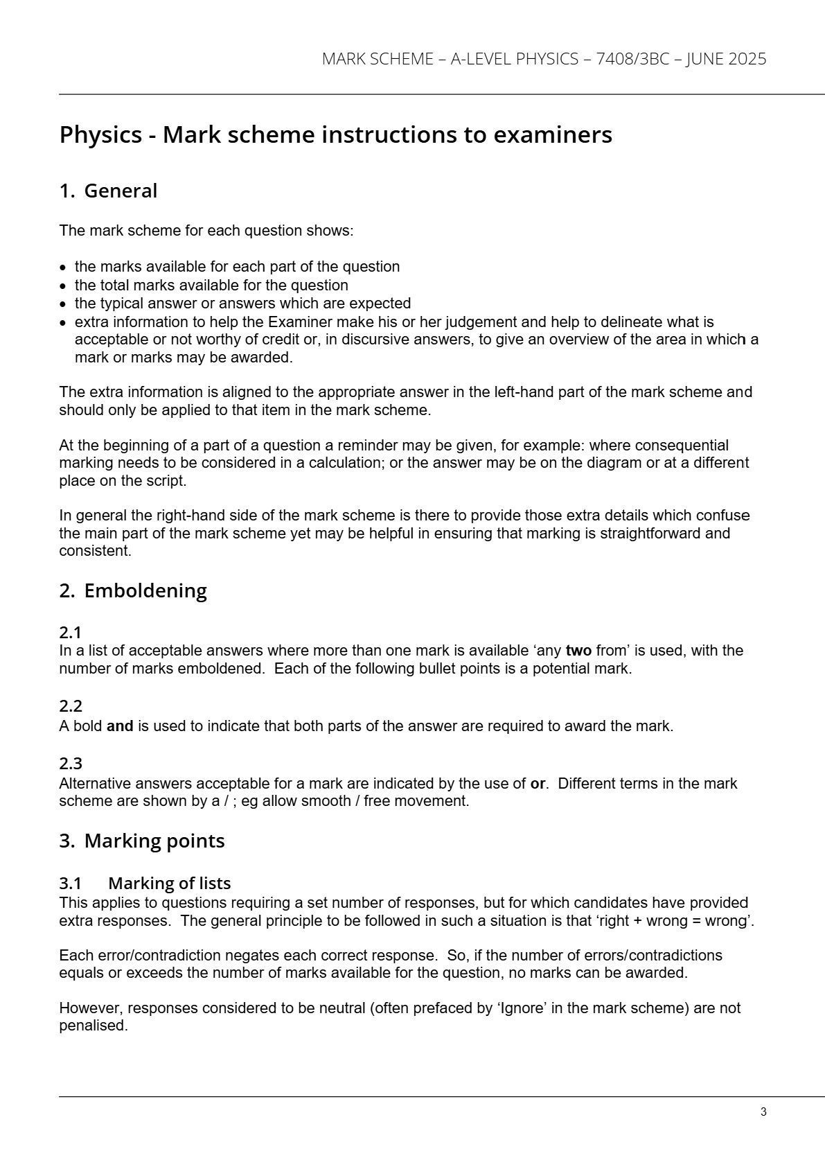 Preview page 2 of AQA A-level PHYSICS 7408/3BC Paper 3  Mark scheme June 2025