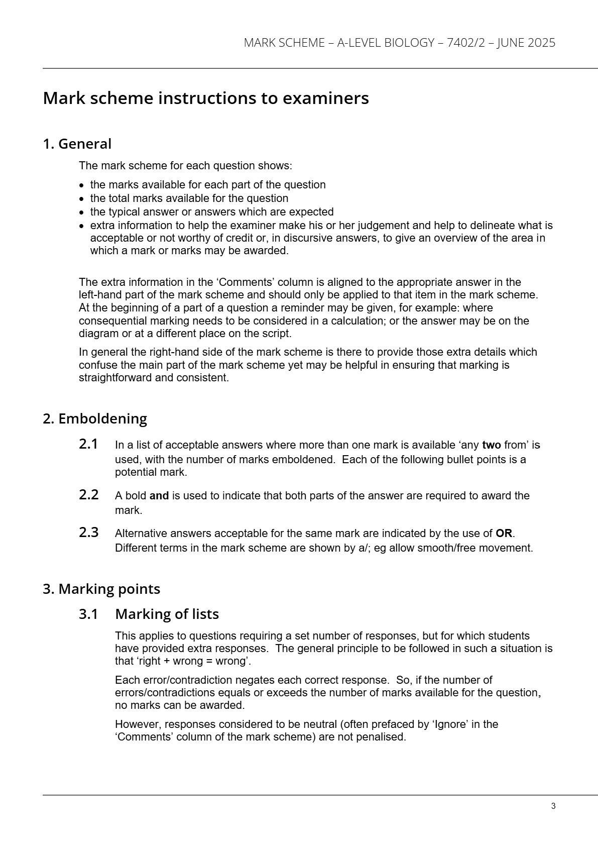 Preview page 2 of AQA A-level BIOLOGY 7402/2 Paper 2 Mark scheme June 2025