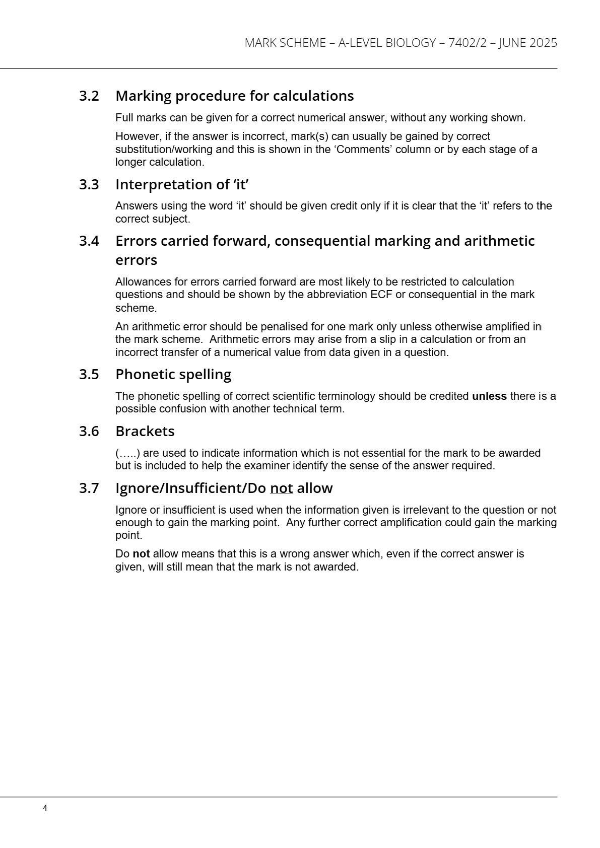Preview page 3 of AQA A-level BIOLOGY 7402/2 Paper 2 Mark scheme June 2025