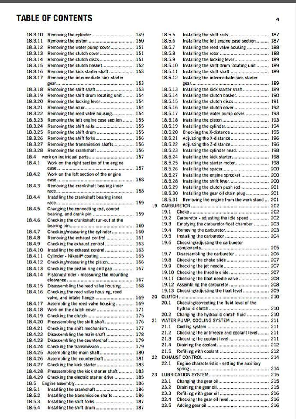 Preview page 4 of 2016 KTM 250-300 EXC-XCW WORKSHOP SERVICE MANUAL