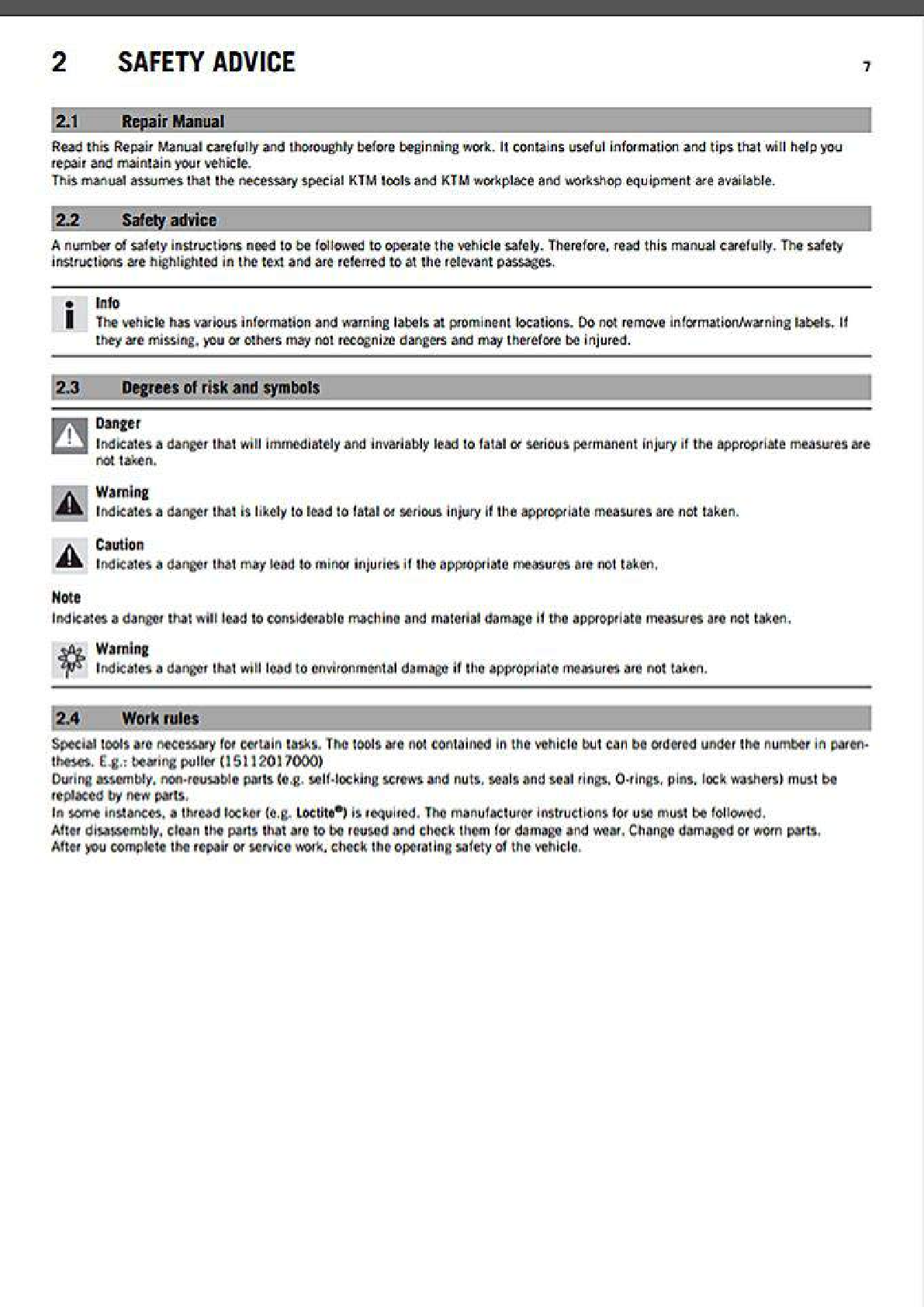 Preview page 6 of 2016 KTM 250-300 EXC-XCW WORKSHOP SERVICE MANUAL