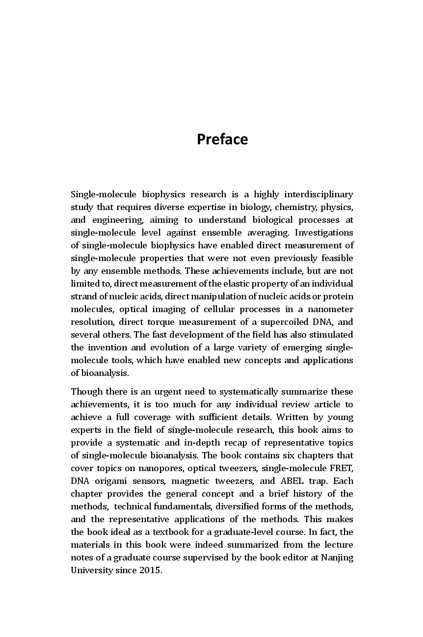 Preview page 8 of Single Molecule Tools for Bioanalysis 1st Edition By Shuo Huang