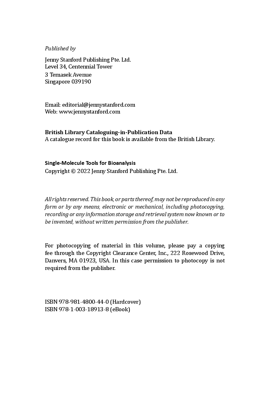 Preview page 3 of Single Molecule Tools for Bioanalysis 1st Edition By Shuo Huang