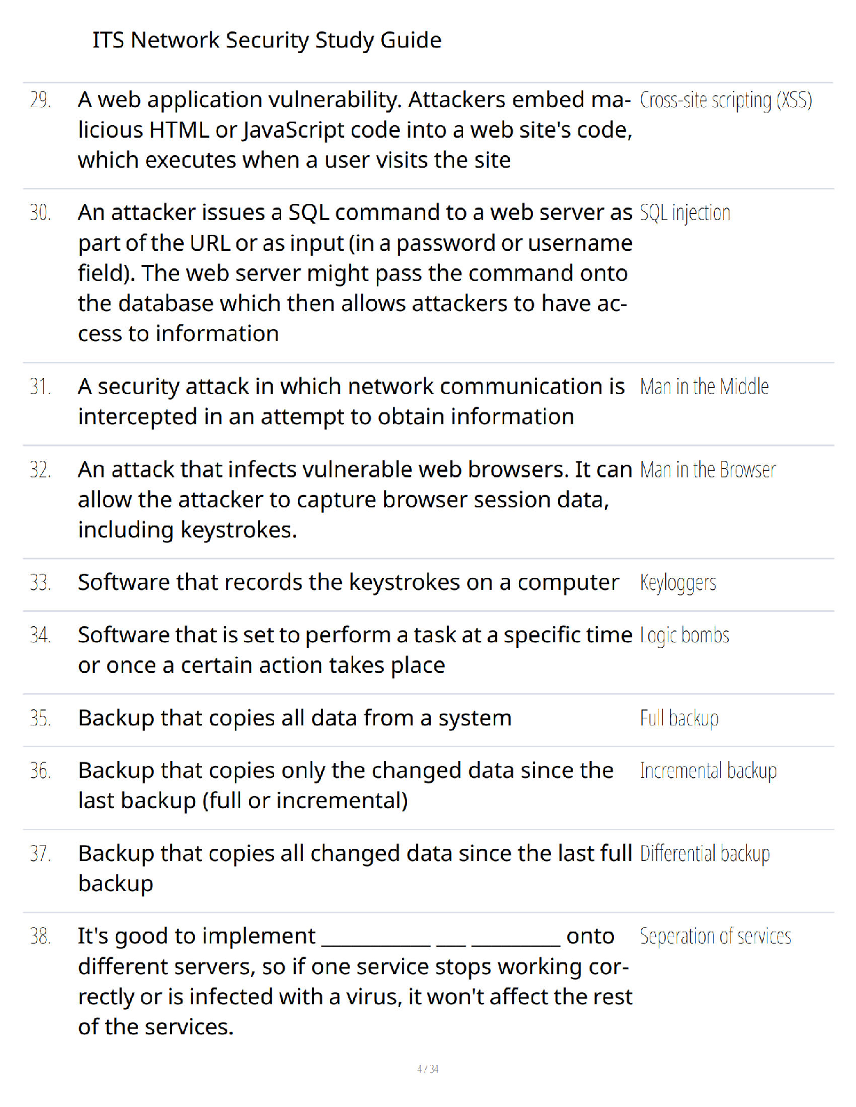 Preview page 2 of ITS Network Security Study Guide - Verified Questions and Answers - A+ Guaranteed - Guaranteed Success Comprehensive Exa