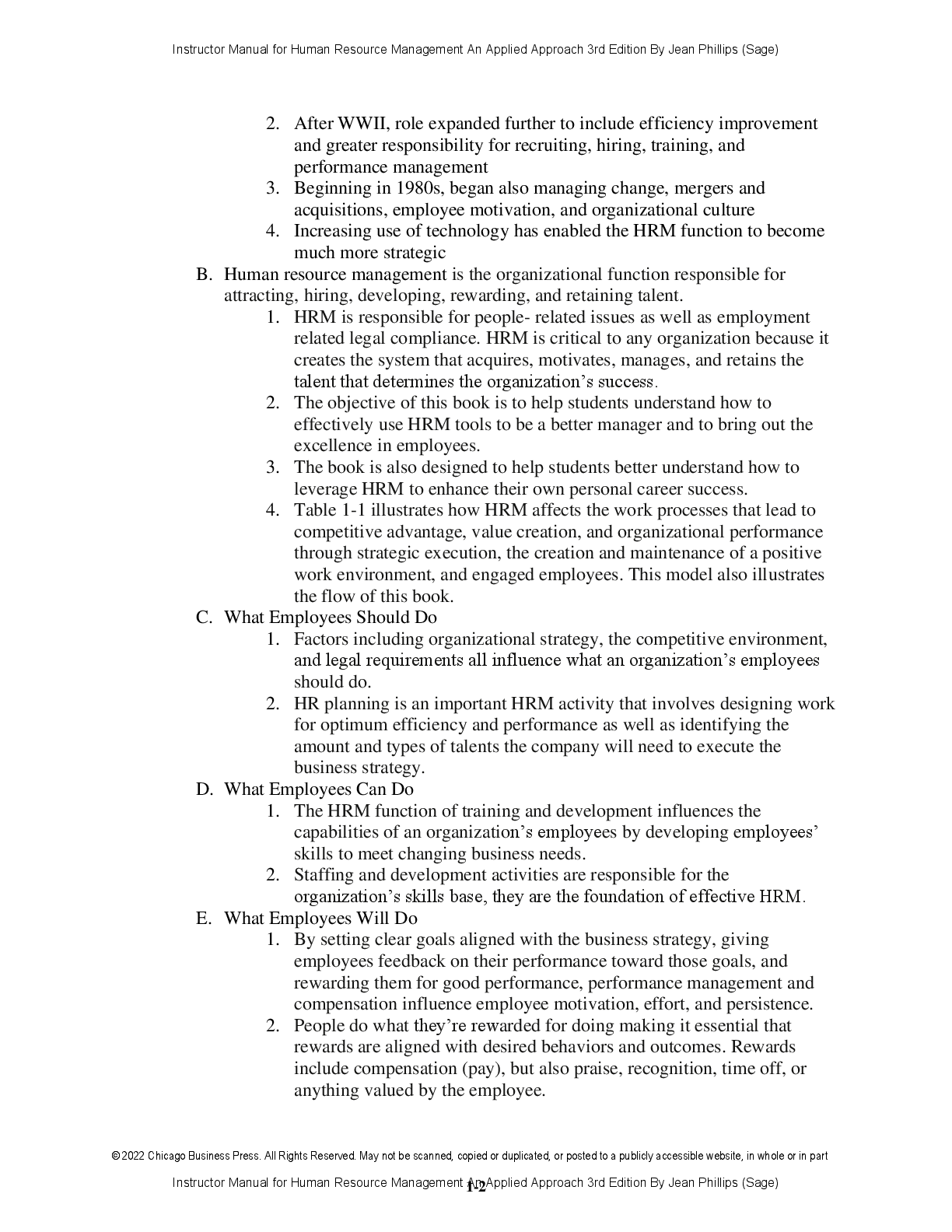 Preview page 2 of Instructor Manual Human Resource Management An Applied Approach 3rd Edition By Jean Phillips