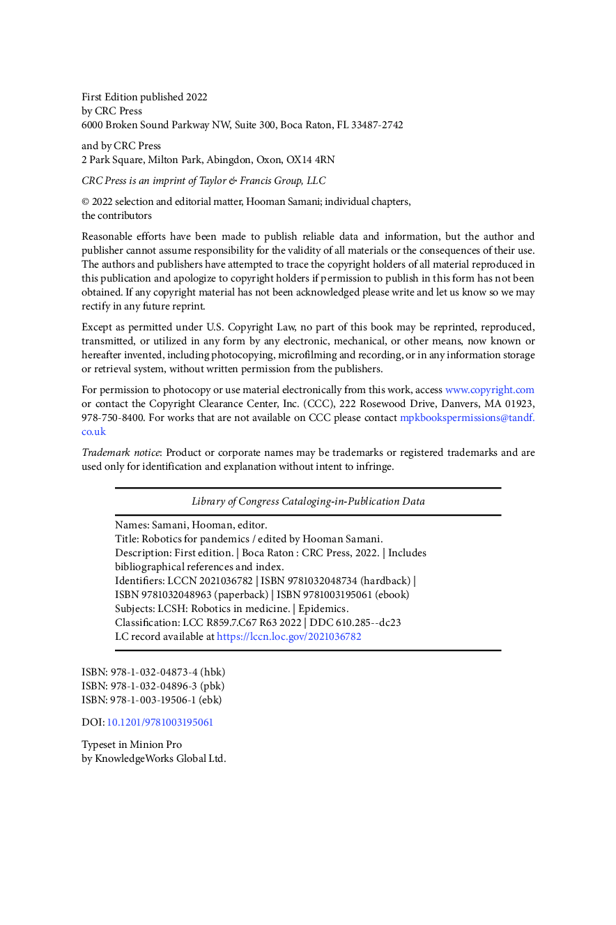 Preview page 3 of Robotics for Pandemics 1st Edition By Hooman Samani