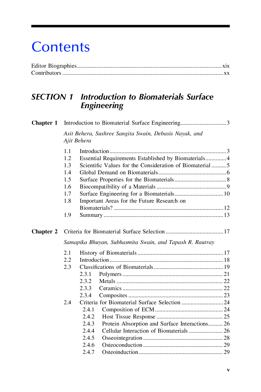 Preview page 5 of Surface Engineering of Biomaterials Synthesis and Processing Techniques 1st Edition By Ajit Behera, Debasis Nayak, Kumar