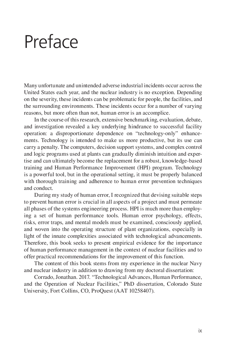 Preview page 4 of Technology Human Performance and Nuclear Facilities 1st Edition By Jonathan K. Corrado