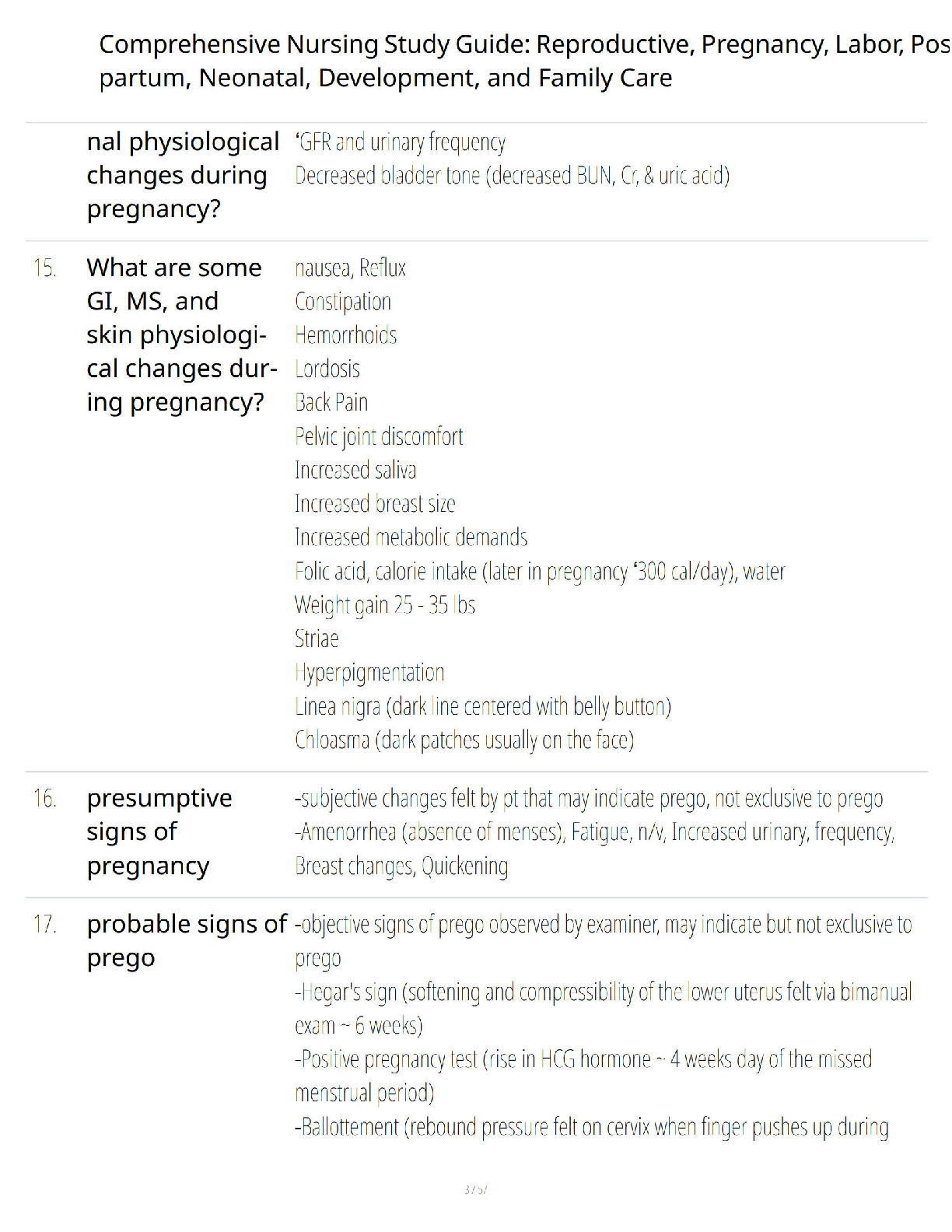 Preview page 3 of Comprehensive Nursing Study Guide - Reproductive Pregnancy Labor Postpartum Neonatal Development and Family Care - Verif