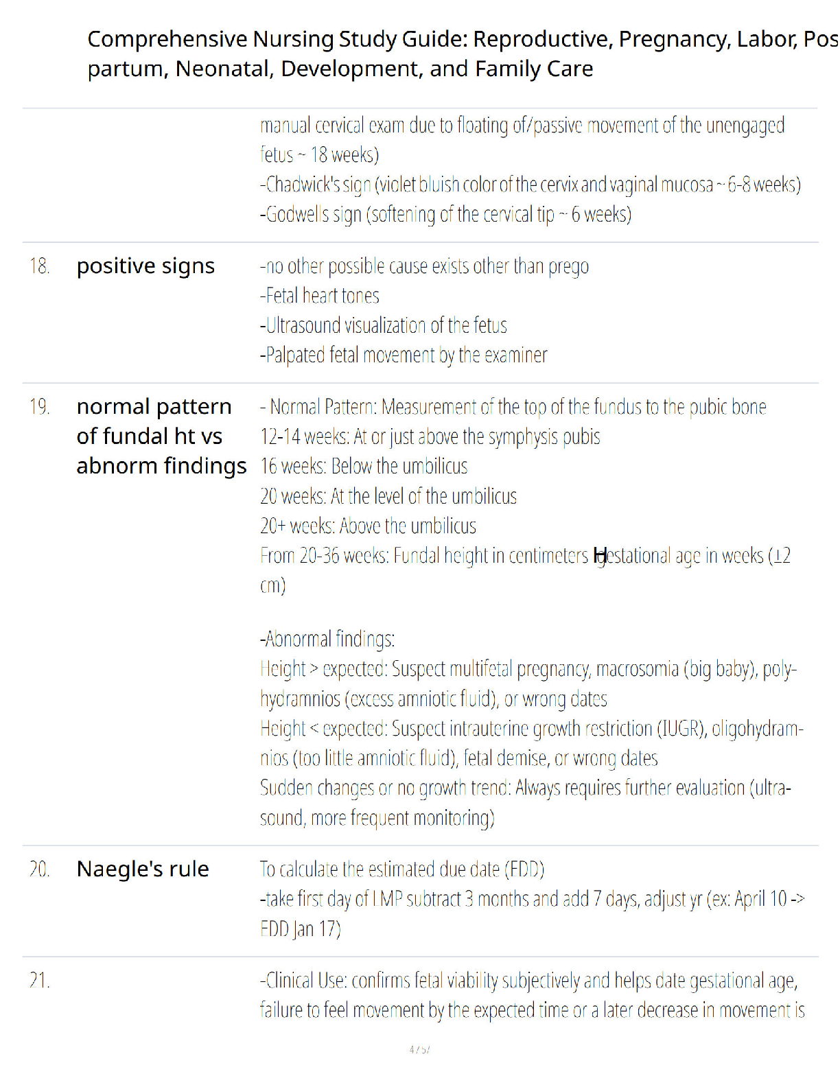 Preview page 4 of Comprehensive Nursing Study Guide - Reproductive Pregnancy Labor Postpartum Neonatal Development and Family Care - Verif