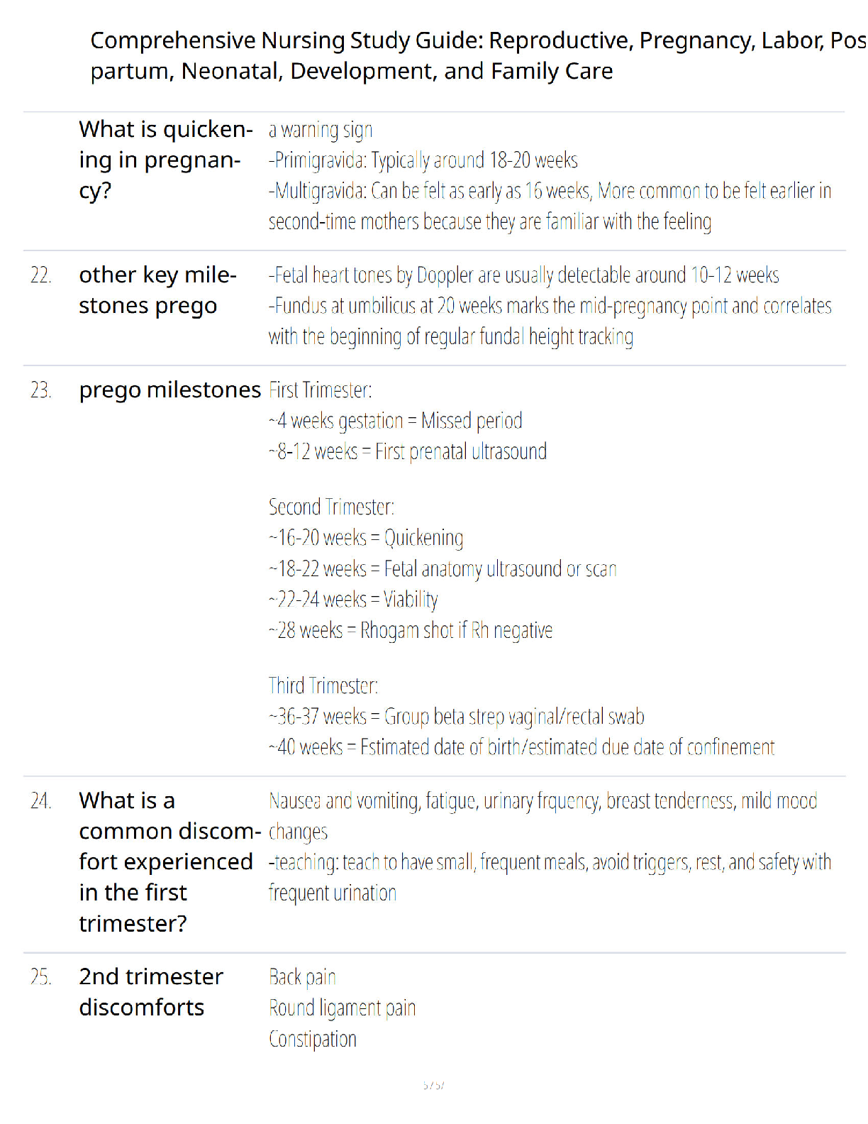 Preview page 5 of Comprehensive Nursing Study Guide - Reproductive Pregnancy Labor Postpartum Neonatal Development and Family Care - Verif