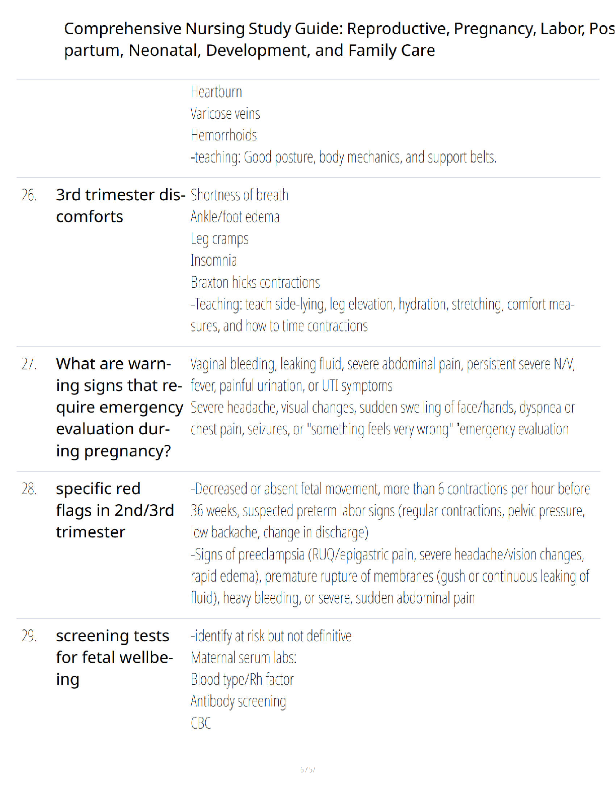 Preview page 6 of Comprehensive Nursing Study Guide - Reproductive Pregnancy Labor Postpartum Neonatal Development and Family Care - Verif