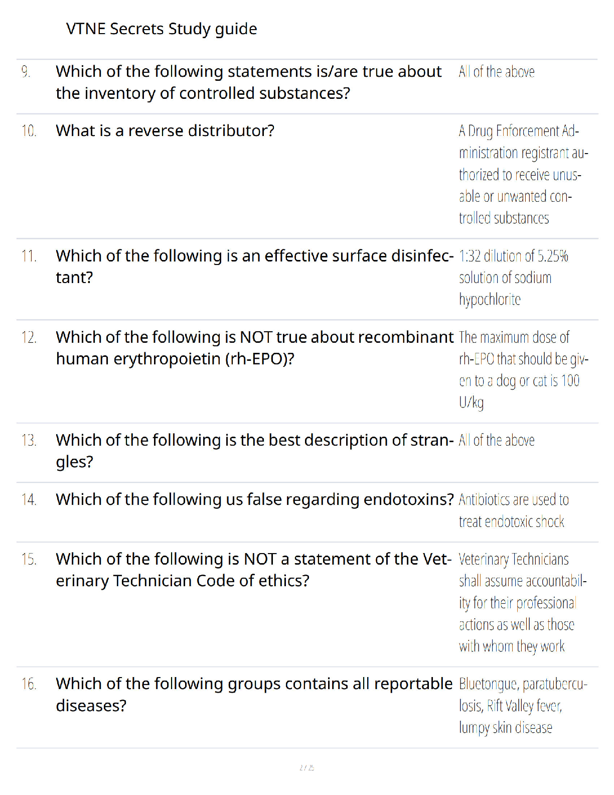 Preview page 2 of VTNE Secrets Study Guide - Verified Questions and Answers - A+ Guaranteed Success
