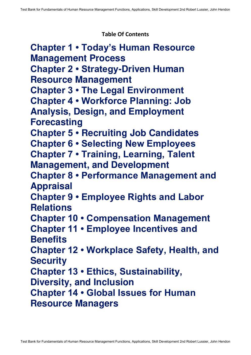 Preview page 2 of Test Bank Fundamentals of Human Resource Management Functions, Applications, Skill Development 2nd Edition By Robert Lus
