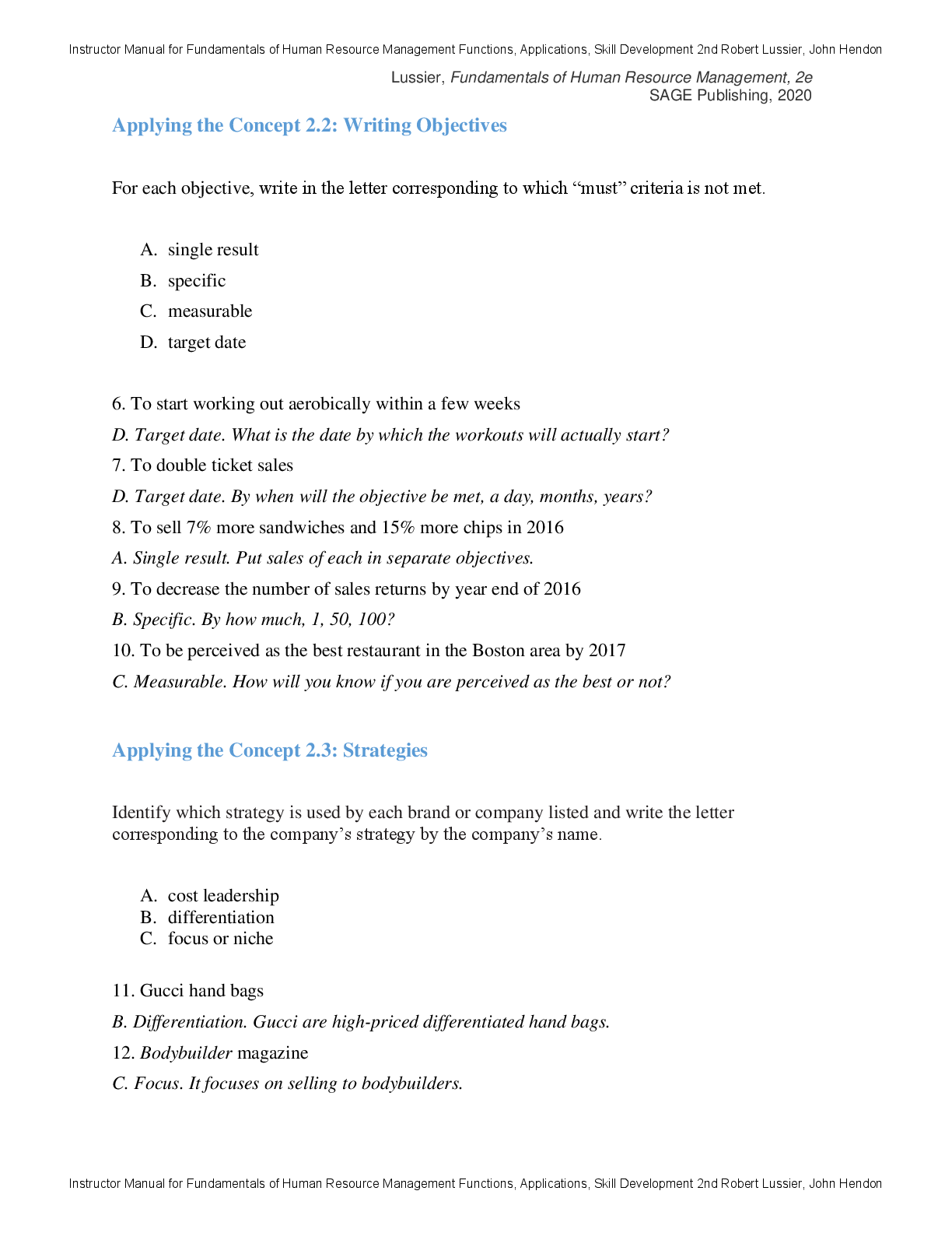 Preview page 6 of Instructor Manual Fundamentals of Human Resource Management Functions, Applications, Skill Development 2nd Edition By Ro