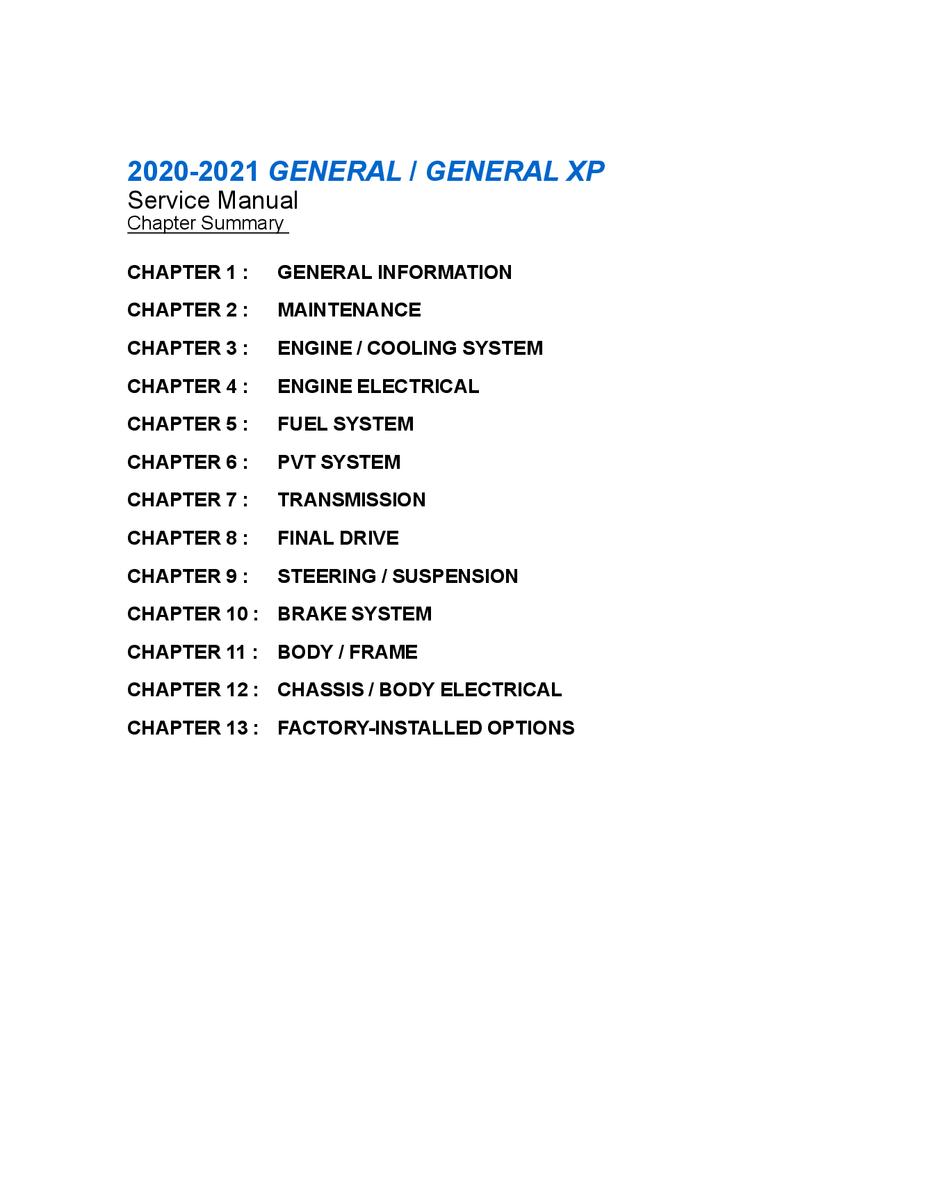 Preview page 5 of Polaris GENERAL Service Manual 2020-2021 GENERAL XP