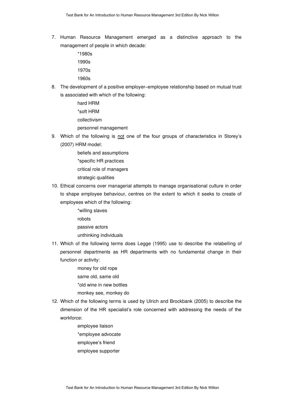 Preview page 4 of Test Bank An Introduction to Human Resource Management 3rd Edition By Nick Wilton
