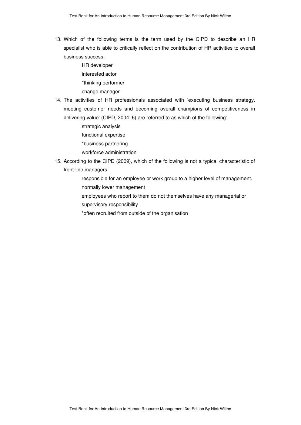Preview page 5 of Test Bank An Introduction to Human Resource Management 3rd Edition By Nick Wilton