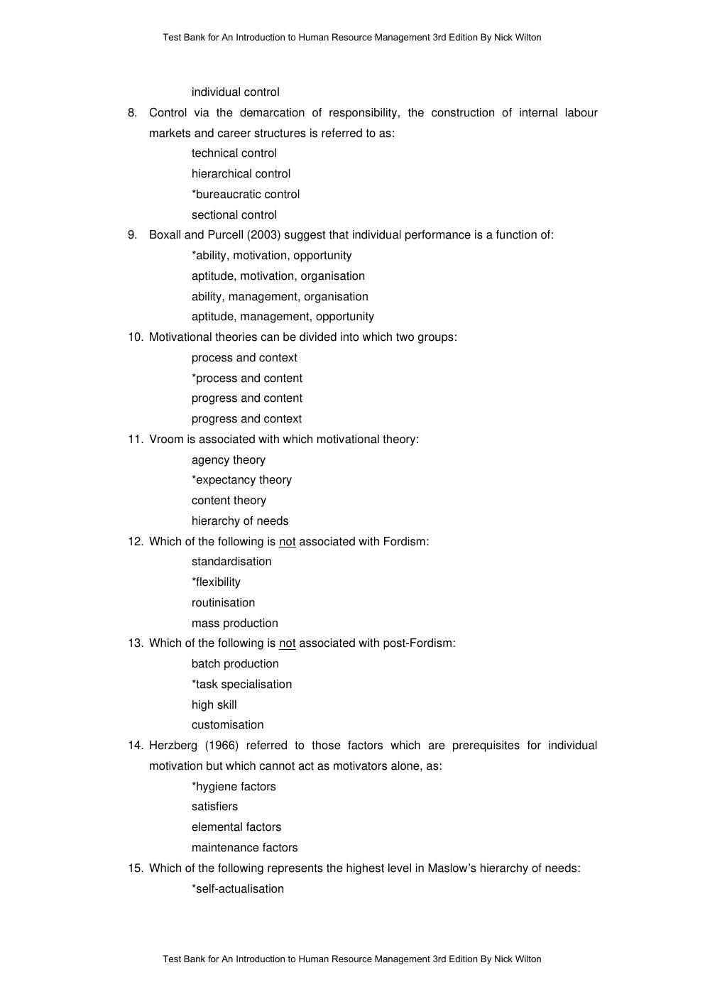 Preview page 7 of Test Bank An Introduction to Human Resource Management 3rd Edition By Nick Wilton