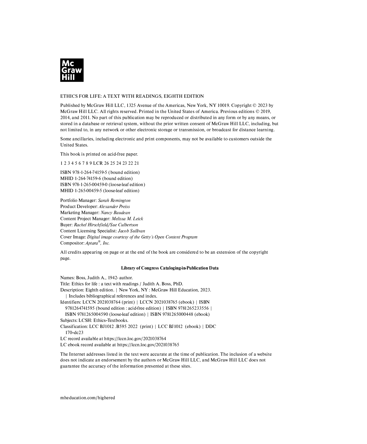 Preview page 3 of Ethics for Life 8th edition By Judith Boss eBook PDF