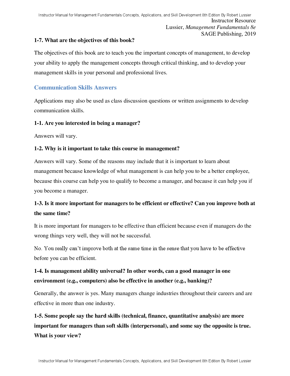 Preview page 4 of Instructor Manual Management Fundamentals Concepts, Applications, and Skill Development 8th Edition By Robert Lussier