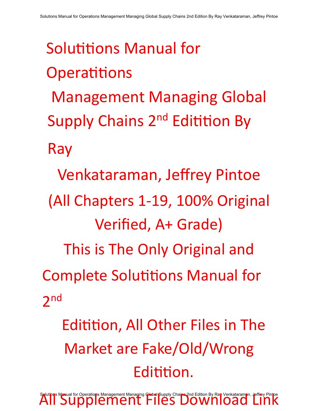 Preview page 2 of Solutions Manual Operations Management Managing Global Supply Chains 2nd Edition By Ray Venkataraman, Jeffrey Pintoe