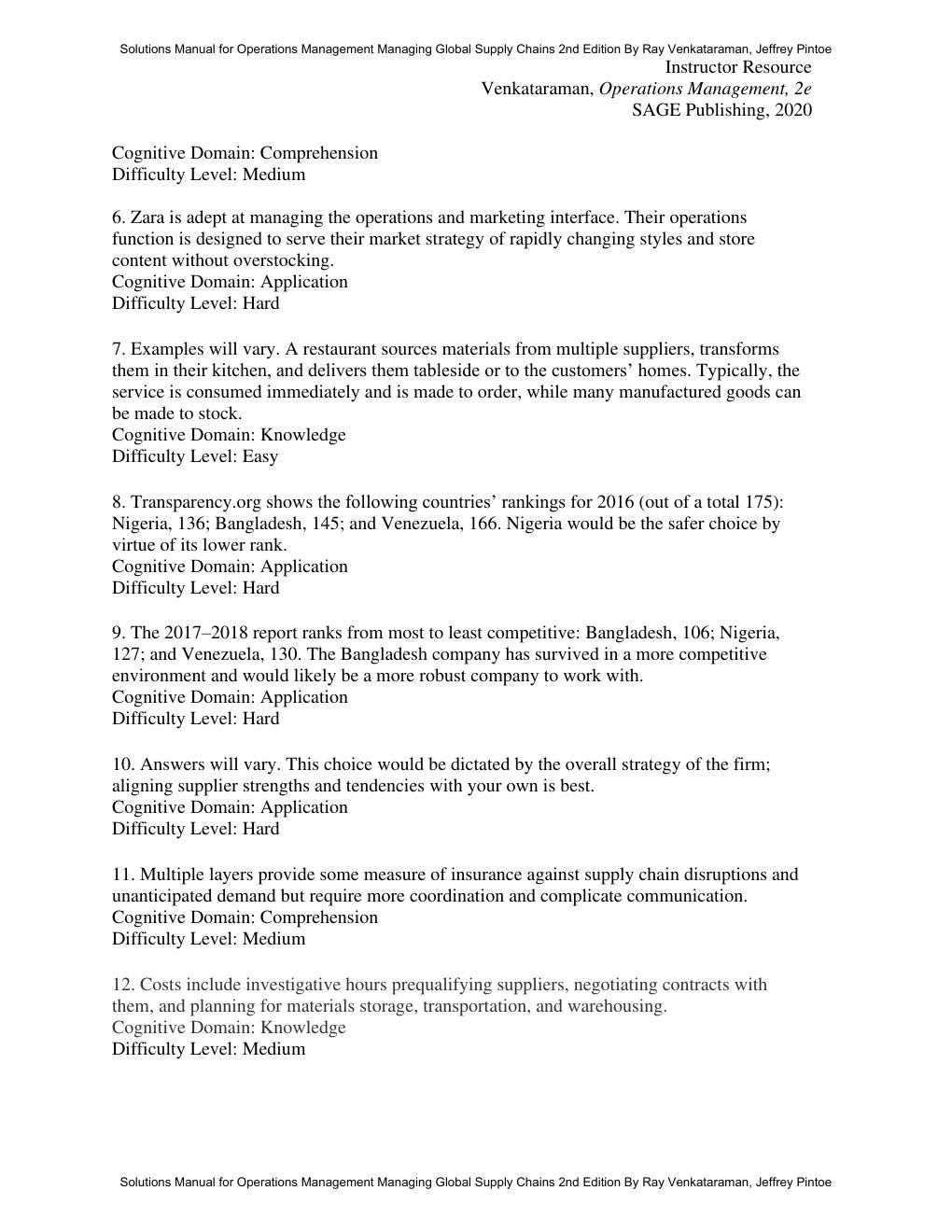 Preview page 4 of Solutions Manual Operations Management Managing Global Supply Chains 2nd Edition By Ray Venkataraman, Jeffrey Pintoe